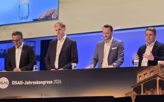 Die vier DSAG-Fachvorstände diskutieren beim DSAG-Jahreskongress 2026 über SAPs Autonomous Enterprise